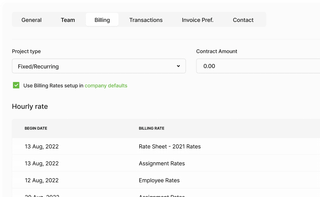 Automated invoicing system supporting hourly, fixed-fee, and milestone-based billing